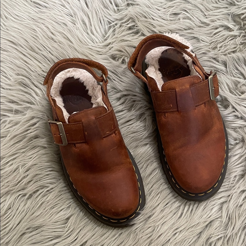 Dr. Martens Tan Leather Slip-Ons